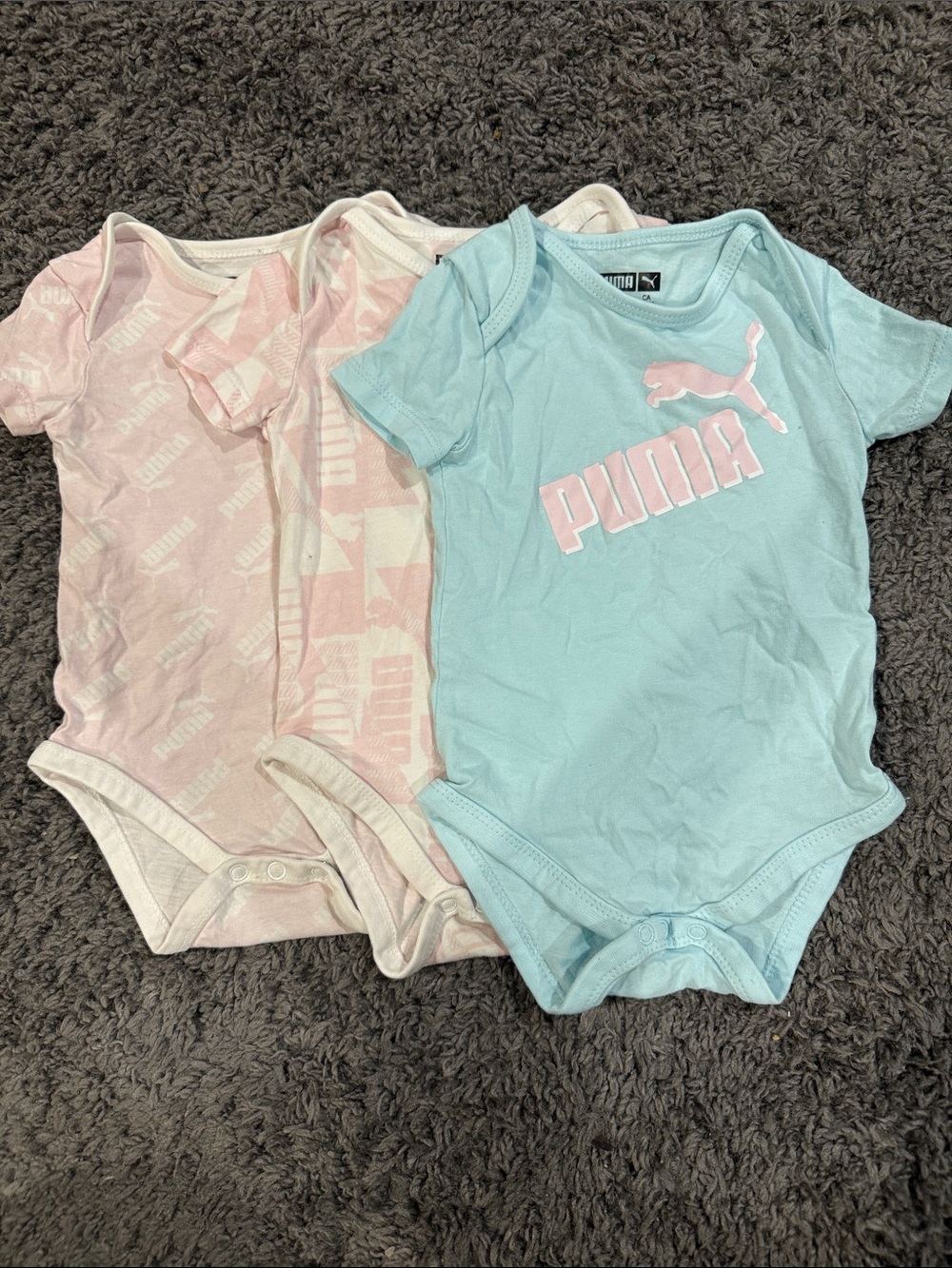 Puma Pink and Light Blue Baby One-Piece Bodysuit Set